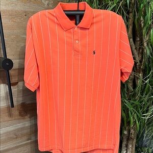 Polo Ralph Lauren short sleeve polo shirt orange with narrow white stripes. XXL